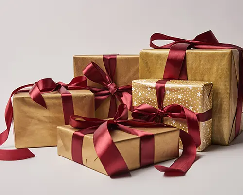 wrapped presents - holiday giving